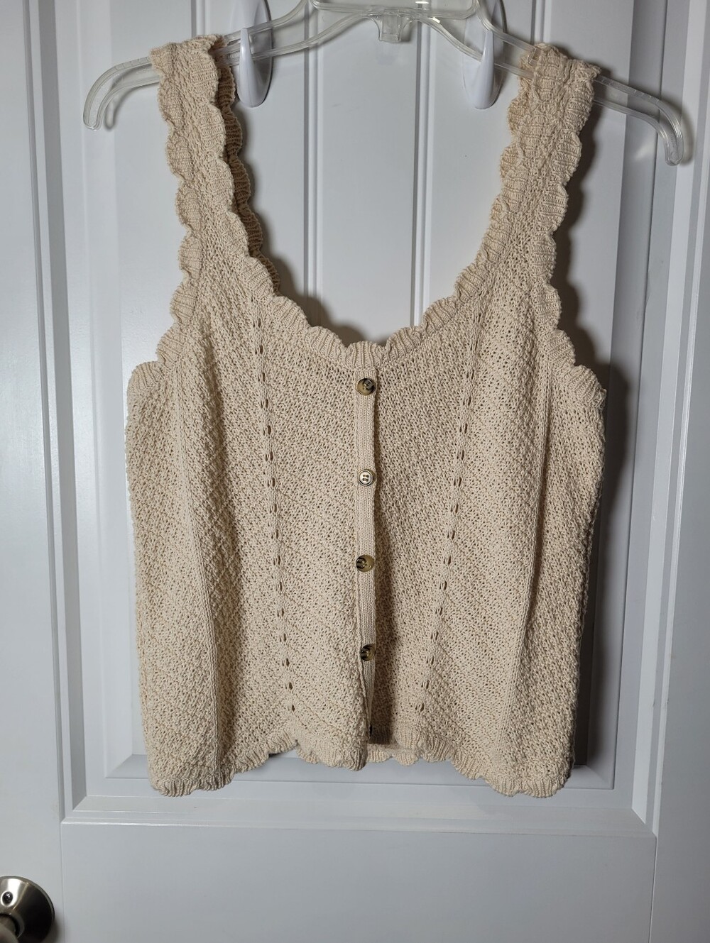 SO Cream Knit Button-Front Tank Top.  Size Medium